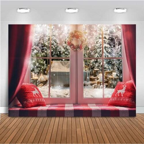 Christmas backdrop for photography Winter Background for photo studio Windows photocall navideños portrait back drops Polyester