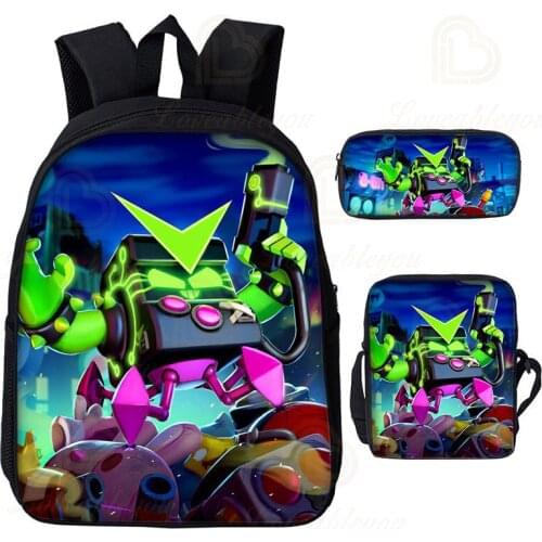 Shooter Barley and Star,Cute Crow Shoot Shoot Game 3D Pencil Bag Men Bags Harajuku Backpack Kids Leon Child Pencil Boys Girls