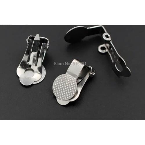 Stainless Steel Clip On No Pierced Earrings 9mm Circel Glue Pad Base DIY Jewelry Findings NO Fade