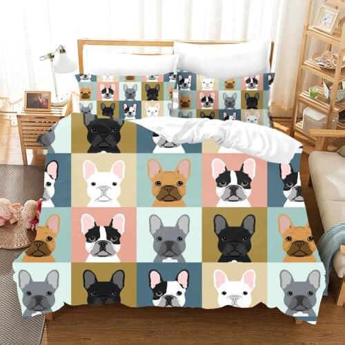Dog Pets series single double bed linen home bedding set duvet cover set king Queen size Quilt Cover Pillow case Home Textiles