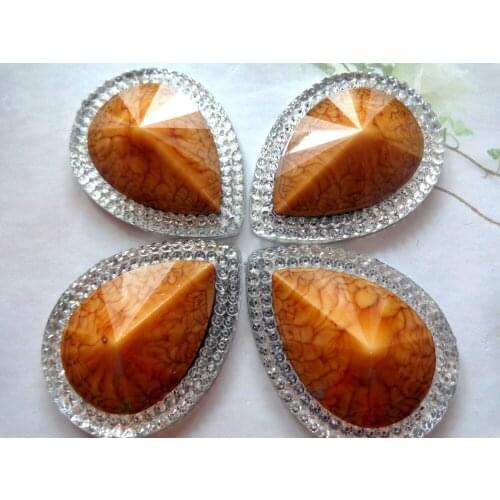 30*40mm drop shape coffee/Silver AB colour Sew On rhinestones resin crystal flatback bigstones strass 20pcs/lot