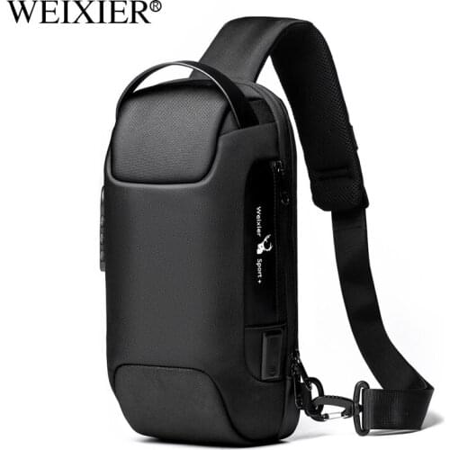 Mens Waterproof USB Oxford Crossbody Bag Anti-theft Shoulder Sling Bag Multifunction Short Travel Messenger Chest Pack For Male