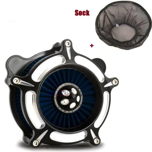 Turbine Air Cleaner Blue Intake Filter Craft Aluminum Rain Socker Cover Fit For harley 2017-2020 M8 Touring FLHX FLHR FLTR FLHT
