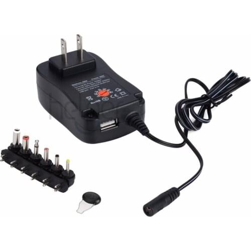 Universal AC/DC Charger, 30W 100V to 240V AC/DC 3V to 12V Adapter Switching Power Supply with 6 Adaptor Plugs