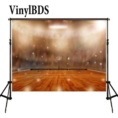 VinylBDS Photo Background Children Basketball Court Backdrops Indoor Bokeh Backdrop for Kids Vintage Wooden Floor Backgrounds
