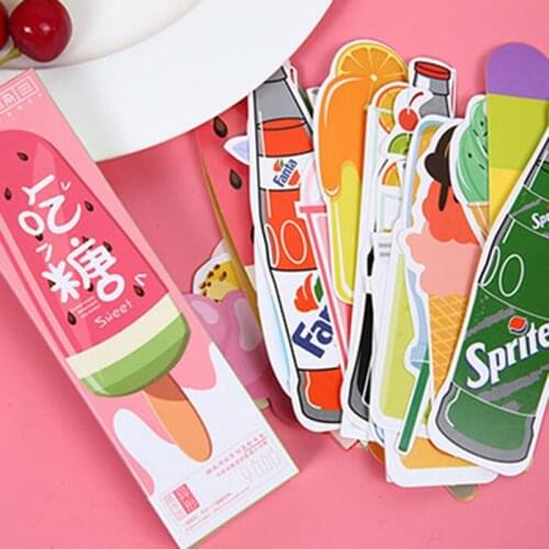 30 pcs/lot Cute Ice Cream Soda Paper Bookmark Kawaii Film Bookmarks Book Holder Message Card School Supplies Gift Stationery