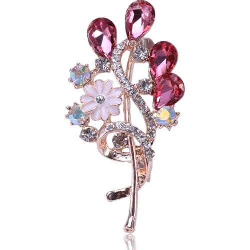 Flower shawl button Brooch womens high-grade diamond crystal glass brooch brooch cardigan accessories customized