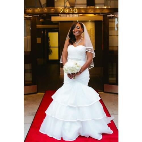 Elegant Sweetheart Long Mermaid Tulle Wedding Dresses Sweep Train Lace Up Back White Brautkleid Robes de Soirée for Women