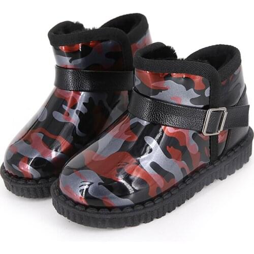 Winter Boys & Girls Snow Boots Fashion Camouflage Children Shoes WIth Plush Size 25-36