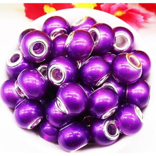 10 Pcs 16mm Big Size Pearl Shape European Spacer Glass Beads DIY Charms Pendants Large Hole Fit Pandora Bracelet Jewelry Craft