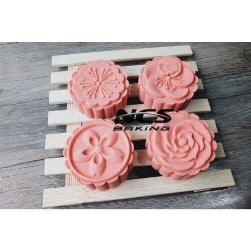 100g round shape rose flower design Mooncake mung bean cake Molds mould with 4 Stamps plastic hand pressure , 50sets/lot