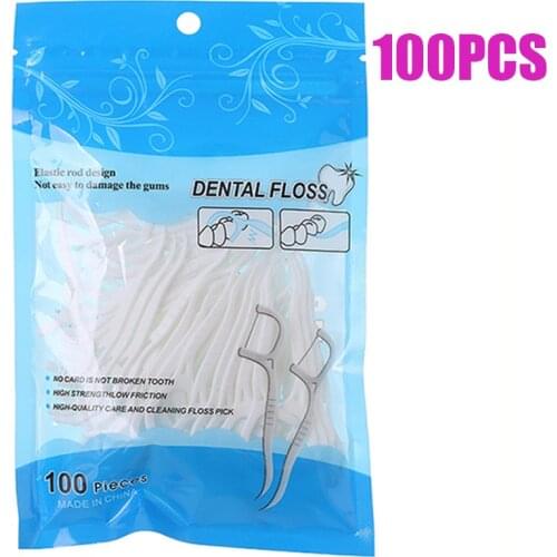 JRODIM 100pcs Dental Floss Flosser Picks Toothpicks Teeth Stick Tooth Cleaning Interdental Brush Dental Floss Pick