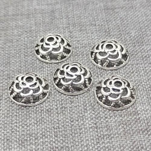 12 Pieces 925 Sterling Silver Rose Flower Bead Caps Bracelet Spacers 9mm