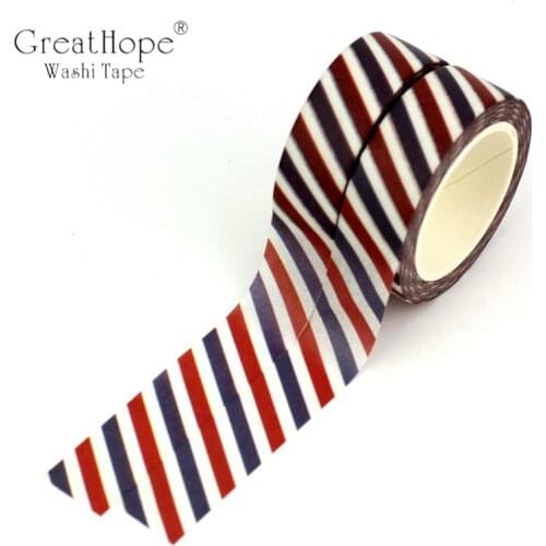 2PCS/lot Red White Blue Diagonal Stripes Washi Tapes Airmail Pattern Mask DIY Planner Scrapbook Adhesive Paper Tapes 15mm*10m