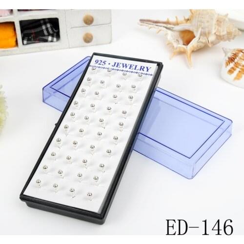 40ps/combo Free shipping jewelry earring Contracted smooth sphere woman silver earrings Round pearl glossy earrings