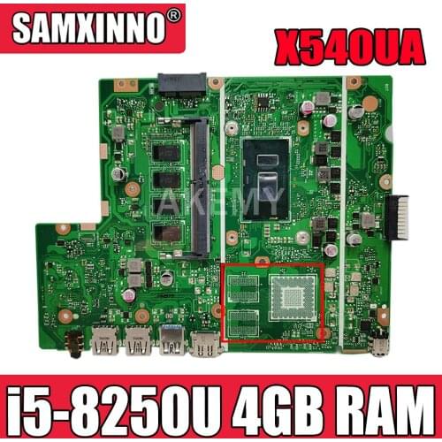 Akemy X540UAR Laptop Motherboard For Asus X540UB X540UBR X540UA X540UV REV 2.0 MainBoard W/ i5-8250U CPU 4GB RAM