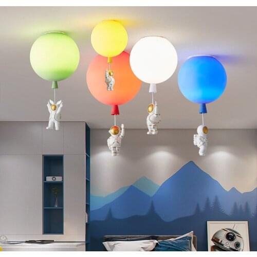 Nordic Bedroom Acrylic Ceiling Pendant Light Cartoon Creative Childrens Room Spaceman Boy Girl Room Lamp Aisle Balloon Lamp