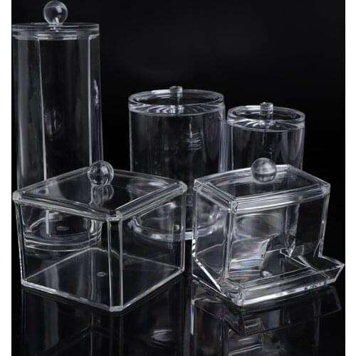 Acrylic Cotton Swab Makeup Organizer Storage Box Portable Container Make Up Cotton Pad Holder Cosmetics Organizer Gift