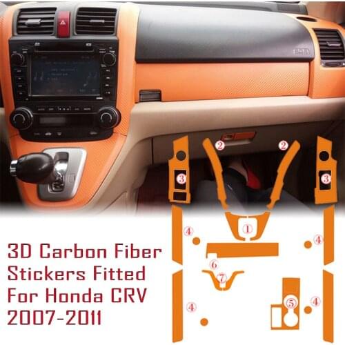 Car-Styling New 3D Carbon Fiber Car Interior Center Console Color Change Molding Sticker Decals For Honda CRV CR-V 2007-2011