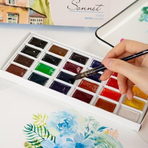 Russian White Night 16/24 Colors Solid Watercolor Paint Transparent Pigment Drawing Painting Supplies