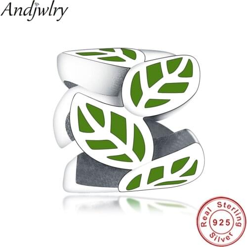 Fit Original Pandora Charm Bracelet 925 Sterling Silver Green Enamel Leaf Beads For DIY Making Women 925 Sliver Jewelry Berloque