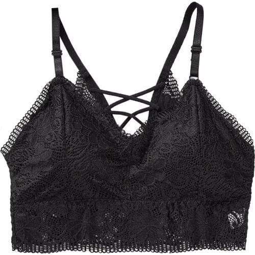 Womens Sexy Cross Cut-out Back Comfortable Rimless push up Bra for Women Wrap-around lace luxury fashion lingerie bralette top