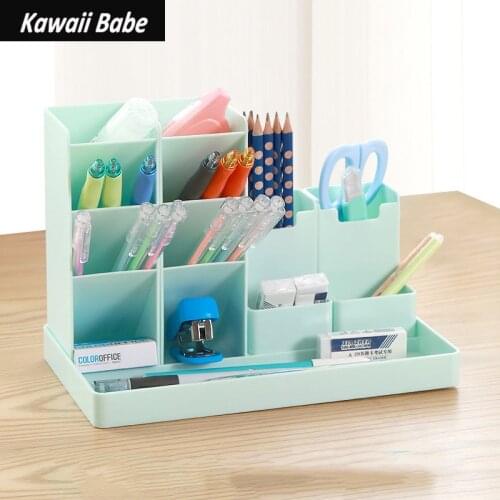 Large Capacity Cute Desk Accessories Pen Holder Pencil Storage Box Desktop Organizer Stand Case School Office Stationery