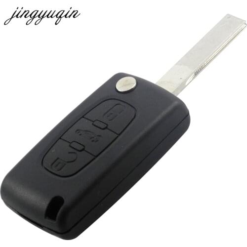 Jingyuqin 10pcs HCA Uncut Flip Key Shell Fob Case For CITROEN C2 C5 C6 XSARA GRAND PICASSO PEUGEOT 406 308 307 408 3 Buttons