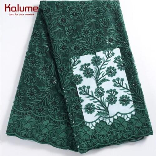 Kalume 2021 High Quality African Milk Silk Lace Fabric Green Nigerian Tulle Lace Fabric Embroidery French Fabric For Party 2231