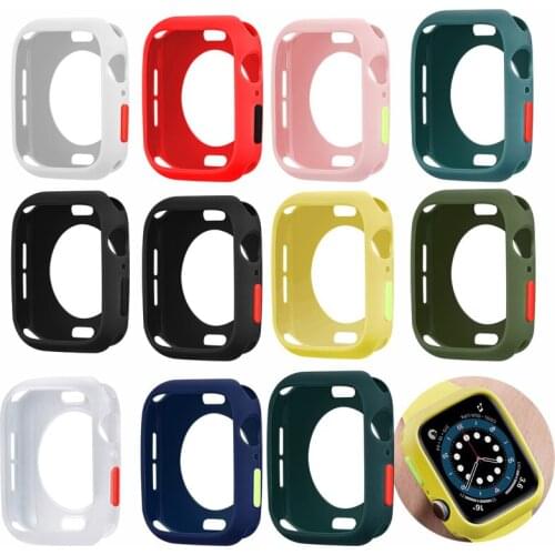 Candy Color Soft TPU Cover For Apple Watch Case 44mm 40mm 38mm 42mm Bumper Shockproof Accessories For iWatch Serie 5 4 3 SE 6