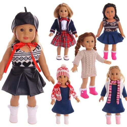 LUCKDOLL 3Piece Suit Blazer+Dress+Hat Set Fit18Inch American 43cmBabyDoll ClothesAccessories,Girls Toys,Generation,Birthday Gift