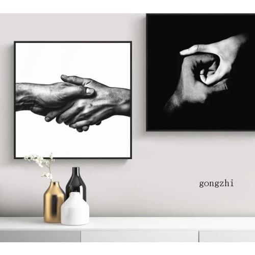 Hand In Hand Creative Nordic Poster Black and White Canvas Painting and Print Modern Wall Art Picture for Living Room Home Decor