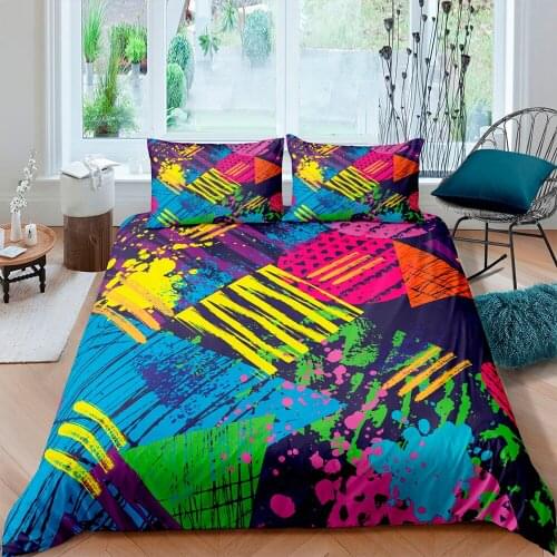 Cool Colorful Painting Bedding Set Fashion 3D Print Comforter Luxury Queen King Single Size Duvet Cover Set Home Textile Decor