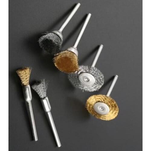 Brass Wire Wheel Brushes Connecting Rod Polishing Brush Electric Tool For Engraver Dremel Rotary Tools Pen-shape Head