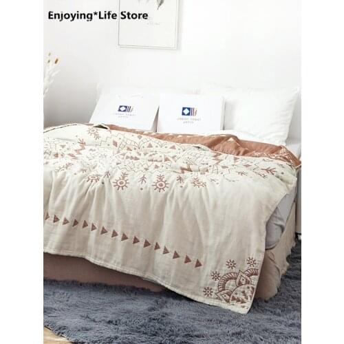 Summer New Japanese Four-layer Thick Gauze Blanket Cotton Sofa Blanket Soft Towel Was Thickened In Spring and Summer Sheets