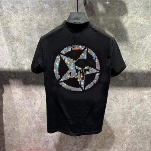 2021 Summer Rhinestones hot-selling top Polo shirt oversized shirt