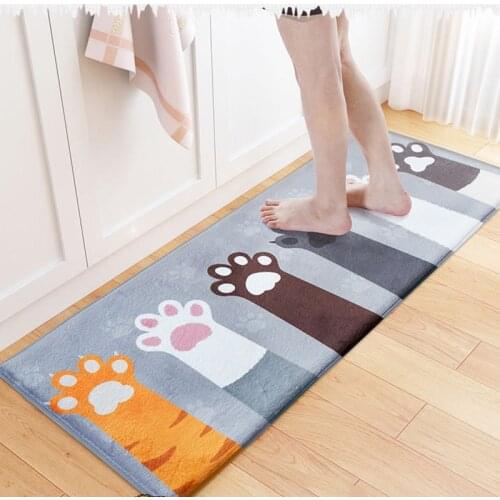 Hot Kitchen Mat Non-slip Door Mat Cute Pattern Doormat Water Absorption Floor Mat Flannel Kitchen Carpet for Bathroom Decor
