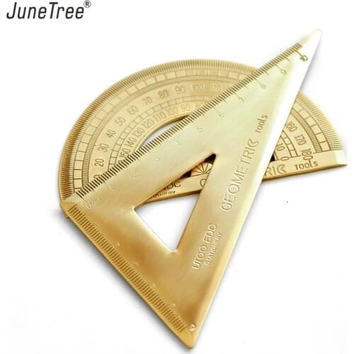 Copper Triangle Square Ruler brass Miter For Carpenter Lovely Ruler Metal Bookmark Straight ruler Semi-circular Measurement
