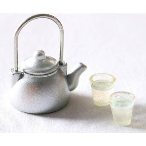Dollhouse Mini Vintage Kettle Cup Miniature Food Play Scene Kitchen Tools Gift