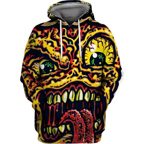 Papertiger Stitching Design Graffiti Yellow Monster Print Fashion 3D Hoodie
