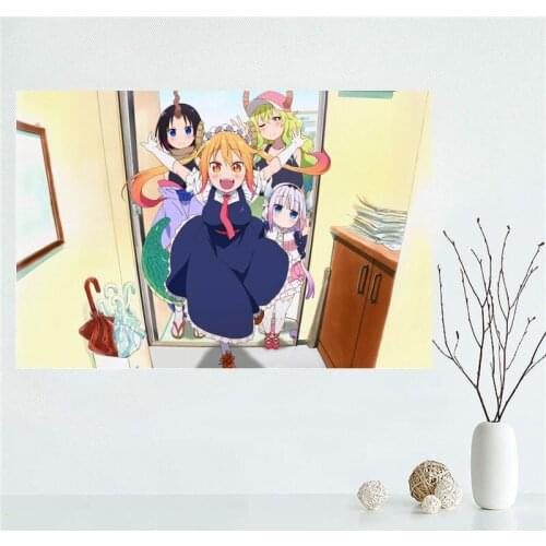 Custom High Quality miss kobayashis dragon maid Canvas Painting Wall Silk Poster Cloth Print DIY Fabric Poster