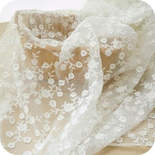 New three-dimensional flowers Organza Embroidered lace fabric,DIY Handmade clothing skirt material,patchwork cloth,1yard/lot