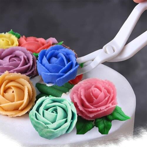 Flower Scissor+Cake Tray Safety Rose Decor Lifter for Cream Flower Transfer Fondant Cake Decorating Tray Baking Pastry Tools