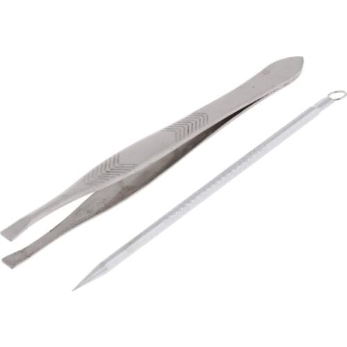 6Pcs Eyebrow Removal Tweezer with Comedone Extractor Makeup Accessories