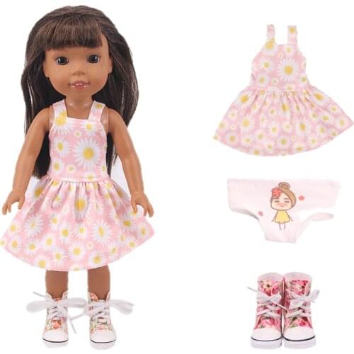 Fresh Cute Cartoon Pattern Dress, Suitable Fit 14.5 inch American Doll Accessories,The Best Christmas Gift For Children