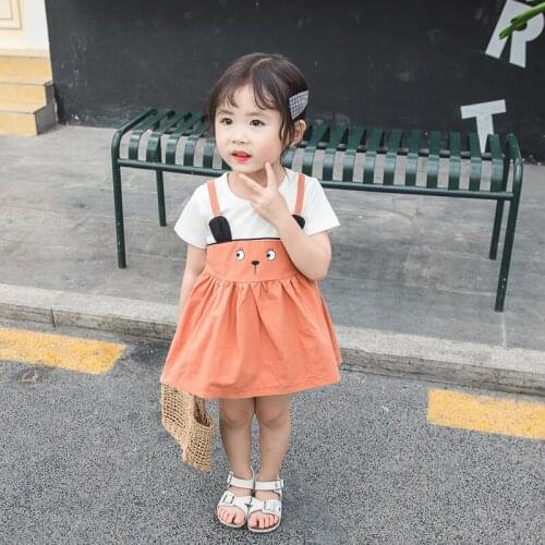 Baby Girls Dresses Kids Clothes Summer Short Dress Children Cotton Small Ear Dress Cute Clothing Infant Cotton Casual Dress