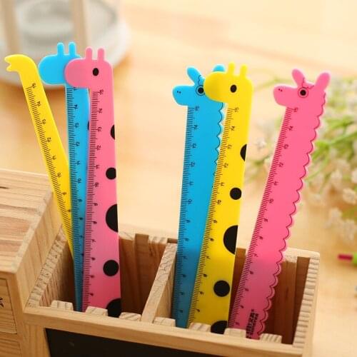 Korean giraffe cartoon School Supplies Stationery Cute Cartoon Ruler Of 15 Cm learning stationery wholesale student supplies