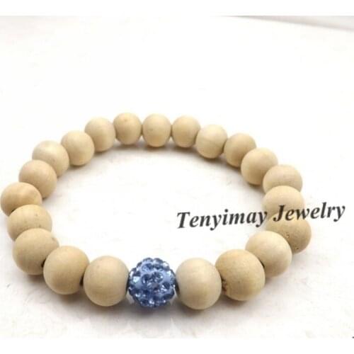 Light Blue Crystal Bracelet Original 10mm Wooden Beaded Bracelet For Promotion 20pcs/lot Free Shipping