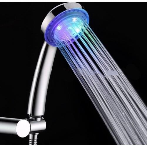 LED temperature control colorful luminous shower head single head round head romantic automatic dimming Showers head