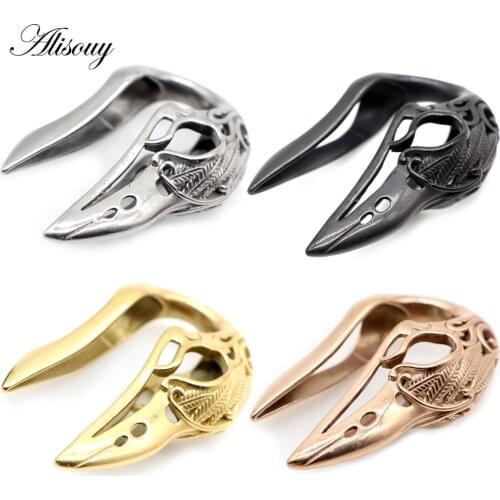 Alisouy 1PC Stainless Steel Bird Skull Head Heavy Ear Weight Plugs Tunnel Ear Gauges Expander Stretcher Piercing Body Jewelry